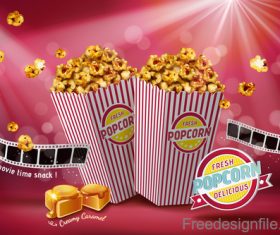 Fresh popcorn poster design vector 02