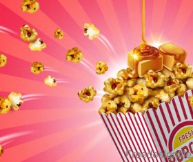 Fresh popcorn poster design vector 03