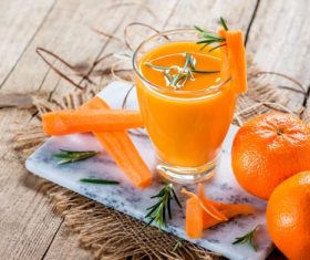 Freshly squeezed sweet orange juice and sweet orange Stock Photo