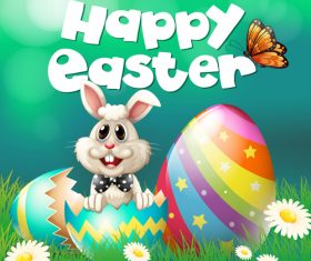 Funny rabbit with easter card vectors 01