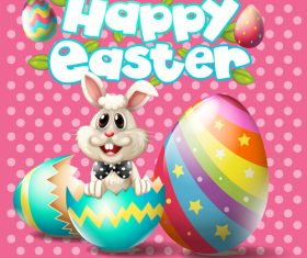 Funny rabbit with easter card vectors 02