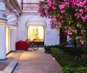 Garden scenery full of flowers Stock Photo