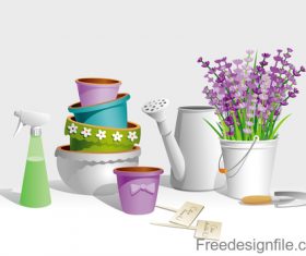 Garden tools vector illustration set