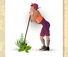 Gardener with plant vector design 01