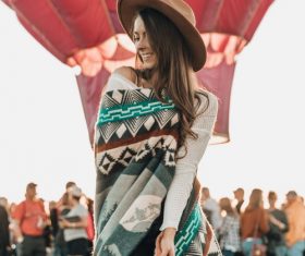 Girl in a blanket Stock Photo