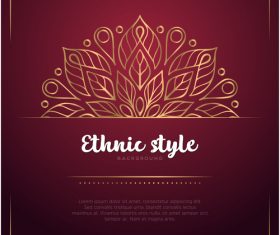 Golden decor with brown ethnic background vector 01