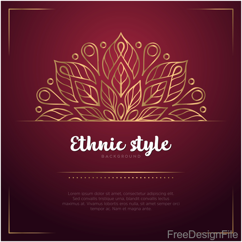 Golden decor with brown ethnic background vector 01