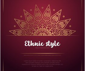 Golden decor with brown ethnic background vector 02