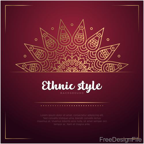 Golden decor with brown ethnic background vector 02