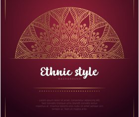 Golden decor with brown ethnic background vector 03