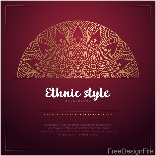 Golden decor with brown ethnic background vector 03