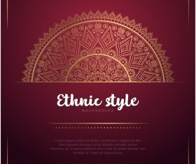 Golden decor with brown ethnic background vector 04
