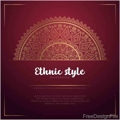 Golden decor with brown ethnic background vector 04