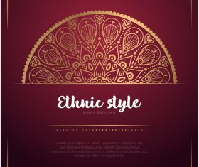 Golden decor with brown ethnic background vector 05