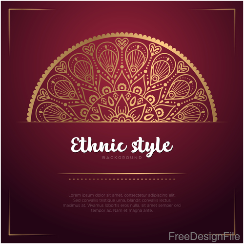Golden decor with brown ethnic background vector 05