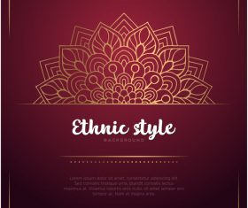 Golden decor with brown ethnic background vector 06