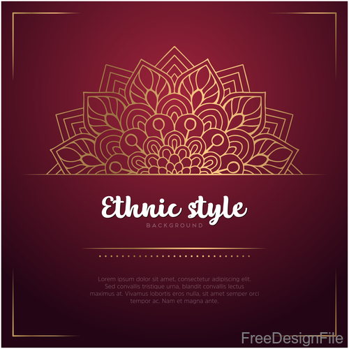 Golden decor with brown ethnic background vector 06