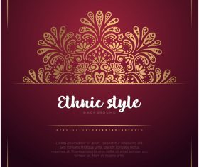Golden decor with brown ethnic background vector 07