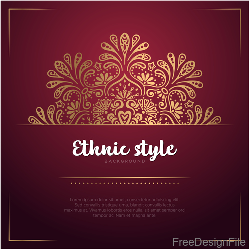 Golden decor with brown ethnic background vector 07