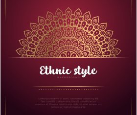 Golden decor with brown ethnic background vector 08