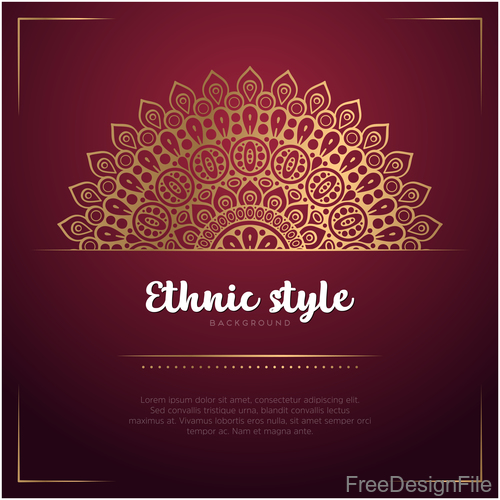 Golden decor with brown ethnic background vector 08