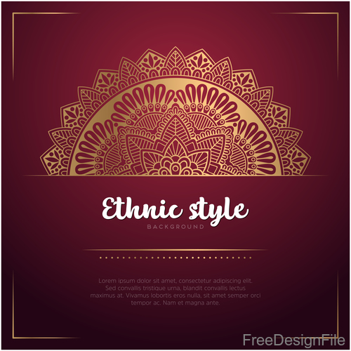 Golden decor with brown ethnic background vector 09