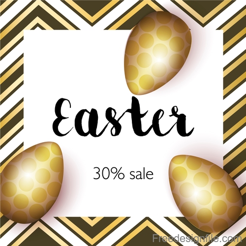 Golden egg with easter sale discount design vector 01