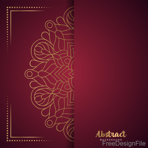 Golden ornate pattern with brown background vector 01