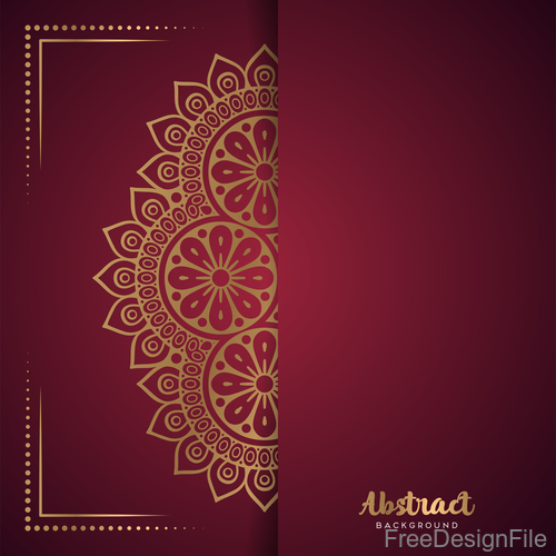 Golden ornate pattern with brown background vector 02