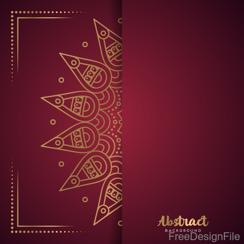 Golden ornate pattern with brown background vector 03