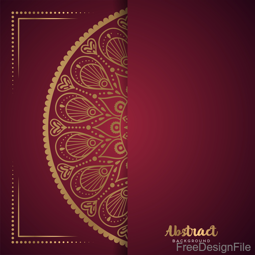 Golden ornate pattern with brown background vector 05 free download
