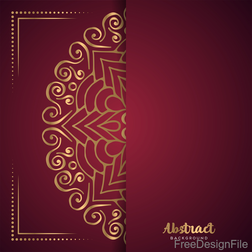 Golden ornate pattern with brown background vector 06