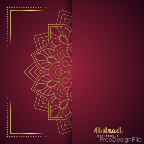 Golden ornate pattern with brown background vector 07