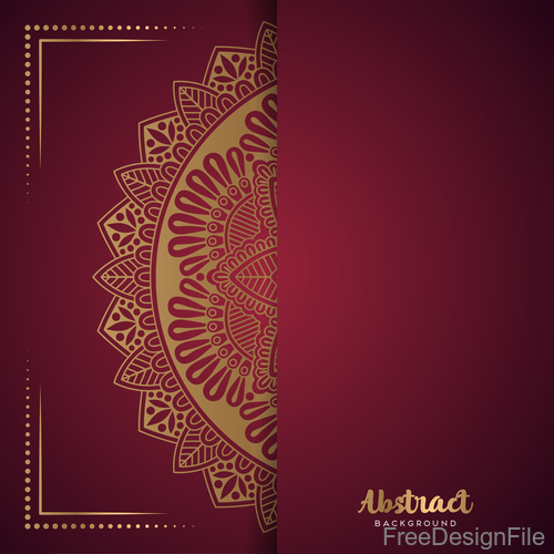 Golden ornate pattern with brown background vector 08