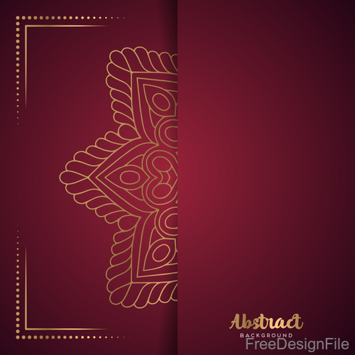Golden ornate pattern with brown background vector 09