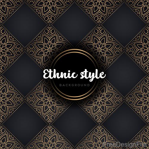Golden with black ethnic styles background vector 01