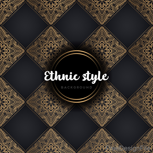 Golden with black ethnic styles background vector 02