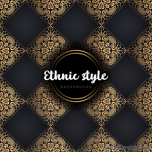 Golden with black ethnic styles background vector 04