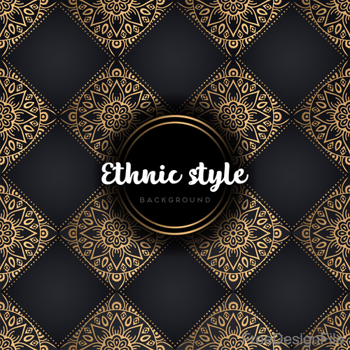 Golden with black ethnic styles background vector 05