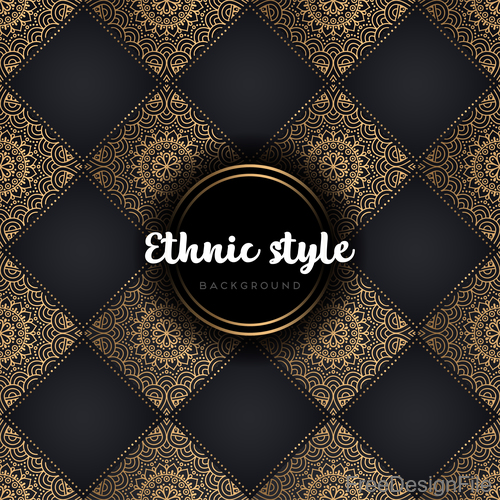 Golden with black ethnic styles background vector 07
