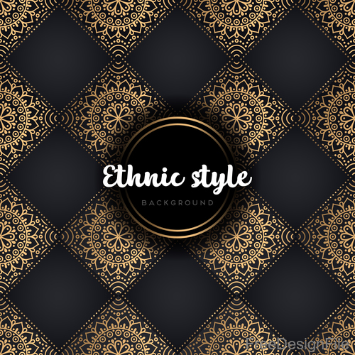 Golden with black ethnic styles background vector 08