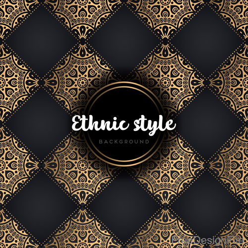 Golden with black ethnic styles background vector 09