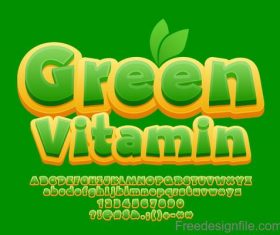 Green alphabet with number fonts vector