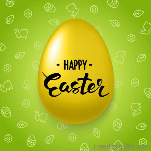 Green esaster background with yellow egg vector