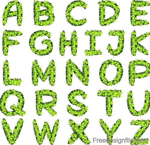 Green grass alphabet with numbers vector