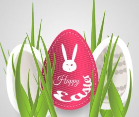 Green grass with easter egg design vector 01
