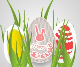 Green grass with easter egg design vector 02