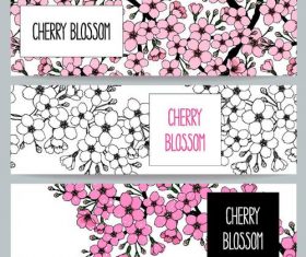 Hand drawn cherry blossom banners vector