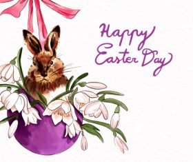 Hand drawn easter card with rabbit vector