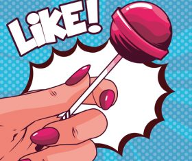 Hand with Lollipop cartoon design vector